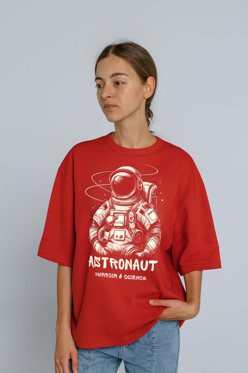 Astronaut  Oversized  Red Tee for Teenage