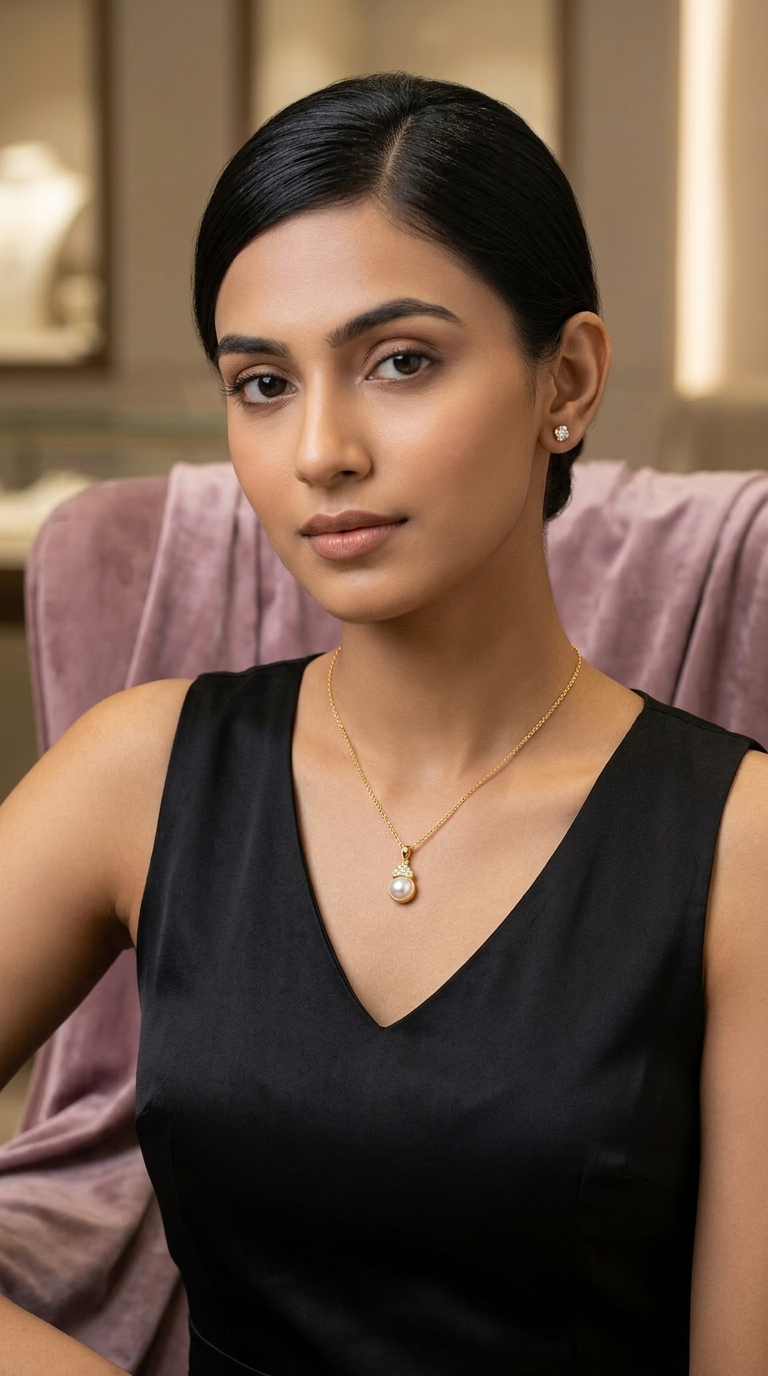 Pearl Pendant Gold Necklace