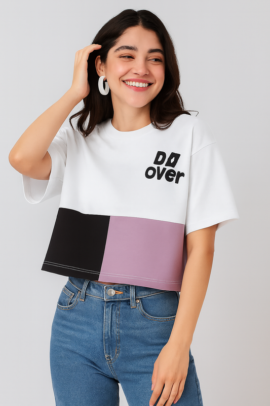 Purple-Black  Relax Fit T-shirt for Women