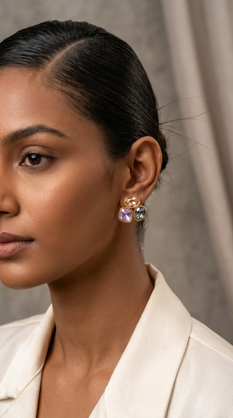 Elegant Gemstone Stud Earring