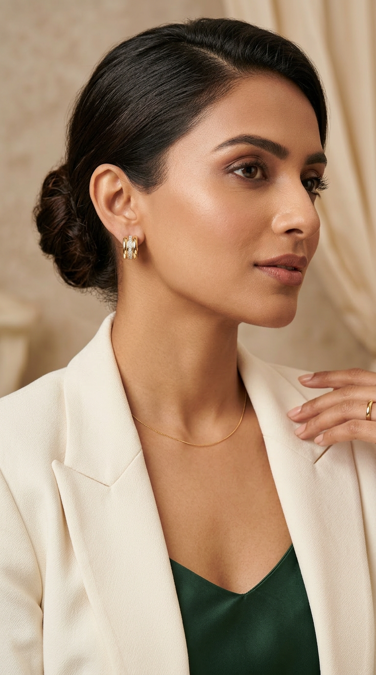 Elegant Gold & Diamond Huggies