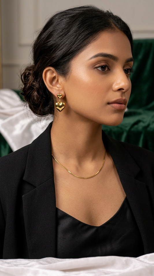 Gold Heart-shaped Earring