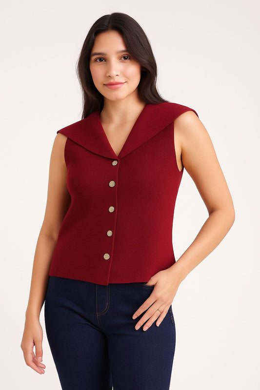 Maroon Knitted Jacket for women