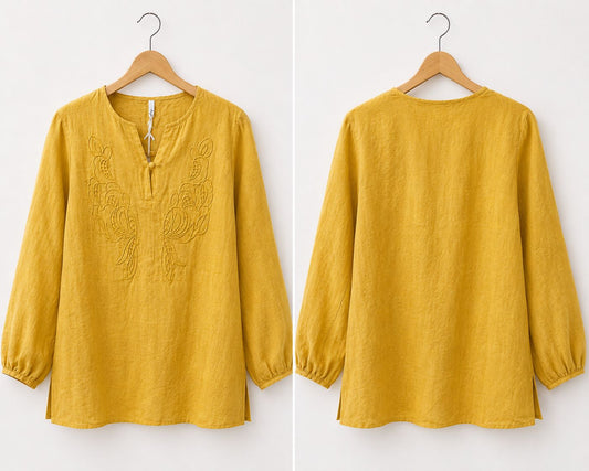 Mustard Yellow Women's Cotton linen top
