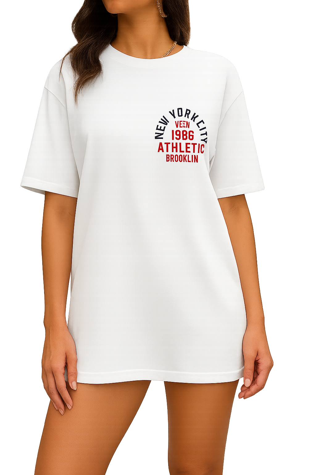 NY Minimalist Oversized White T-shirt for Women