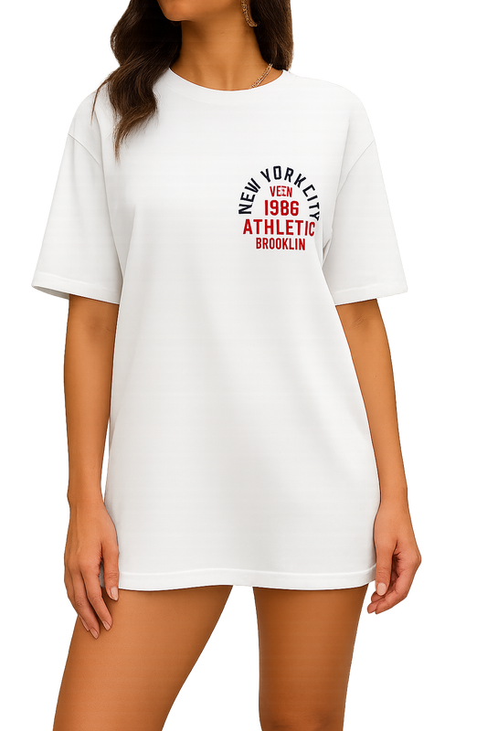 NY Minimalist Oversized White T-shirt for Women