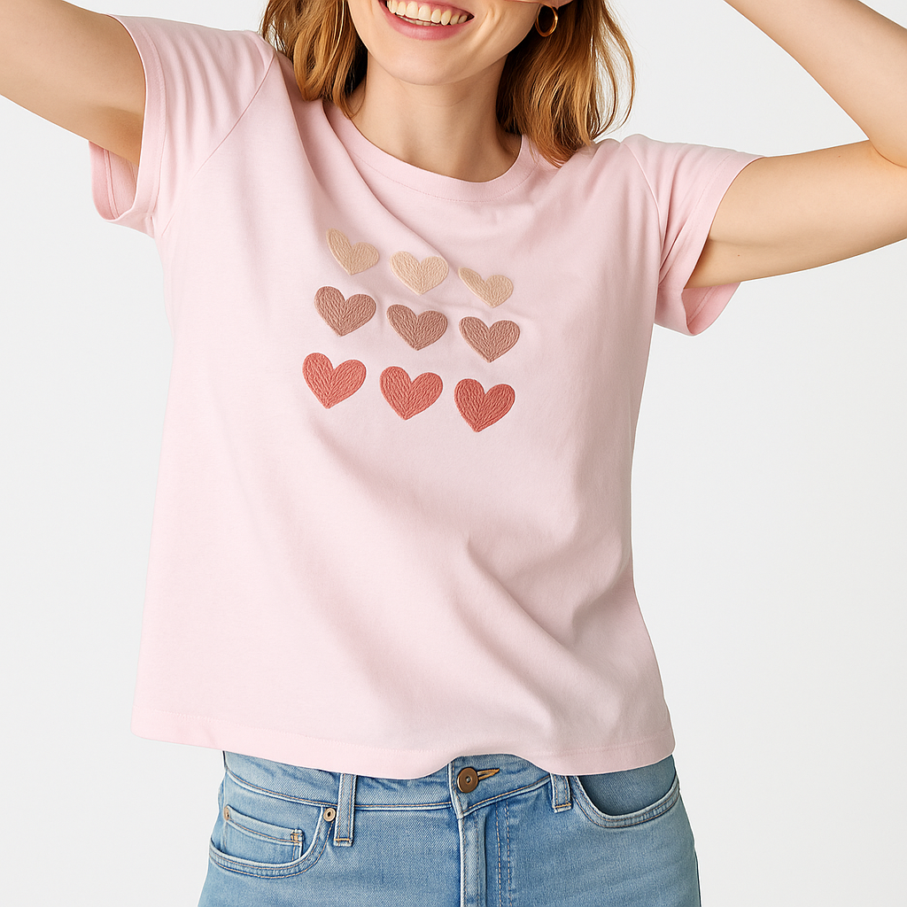 Pink Heart Free Size T-shirt
