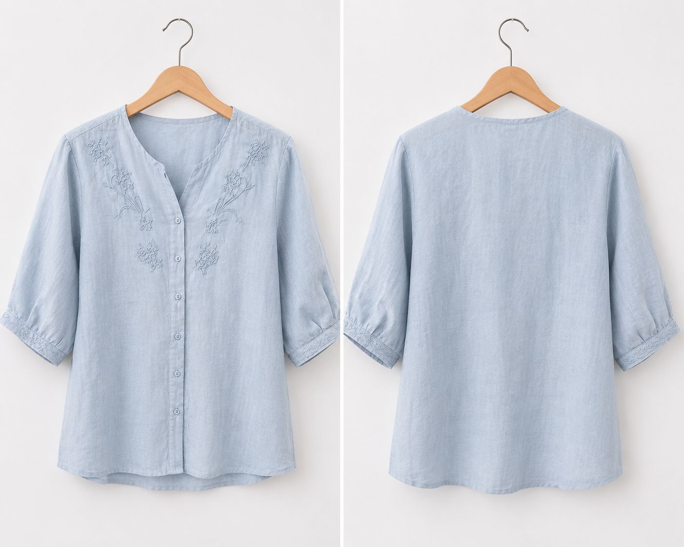 Sky Blue Women's Cotton Linen top