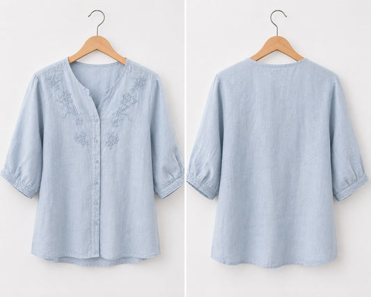 Sky Blue Women's Cotton Linen top
