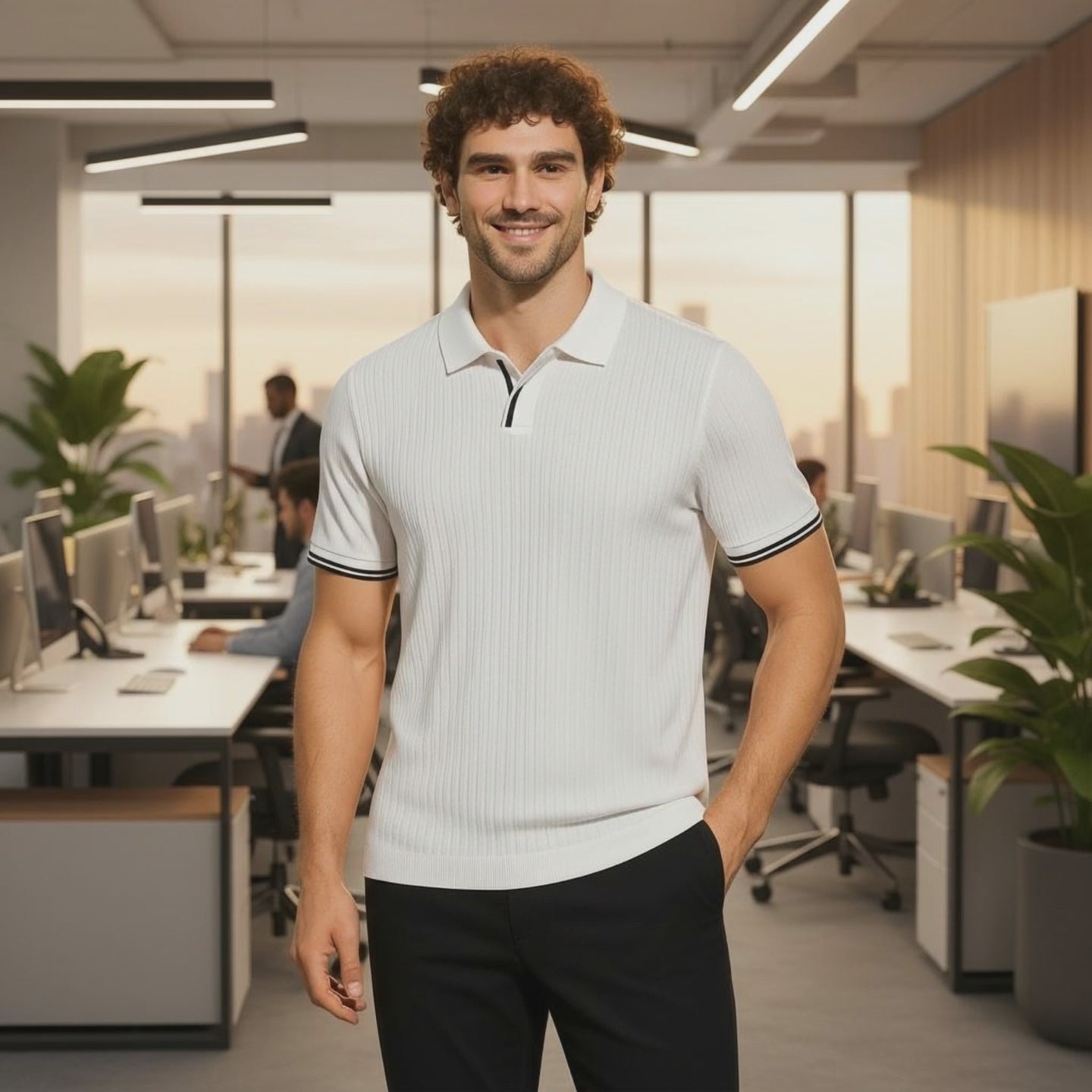 White_with_Black_border_Polo_Shirt