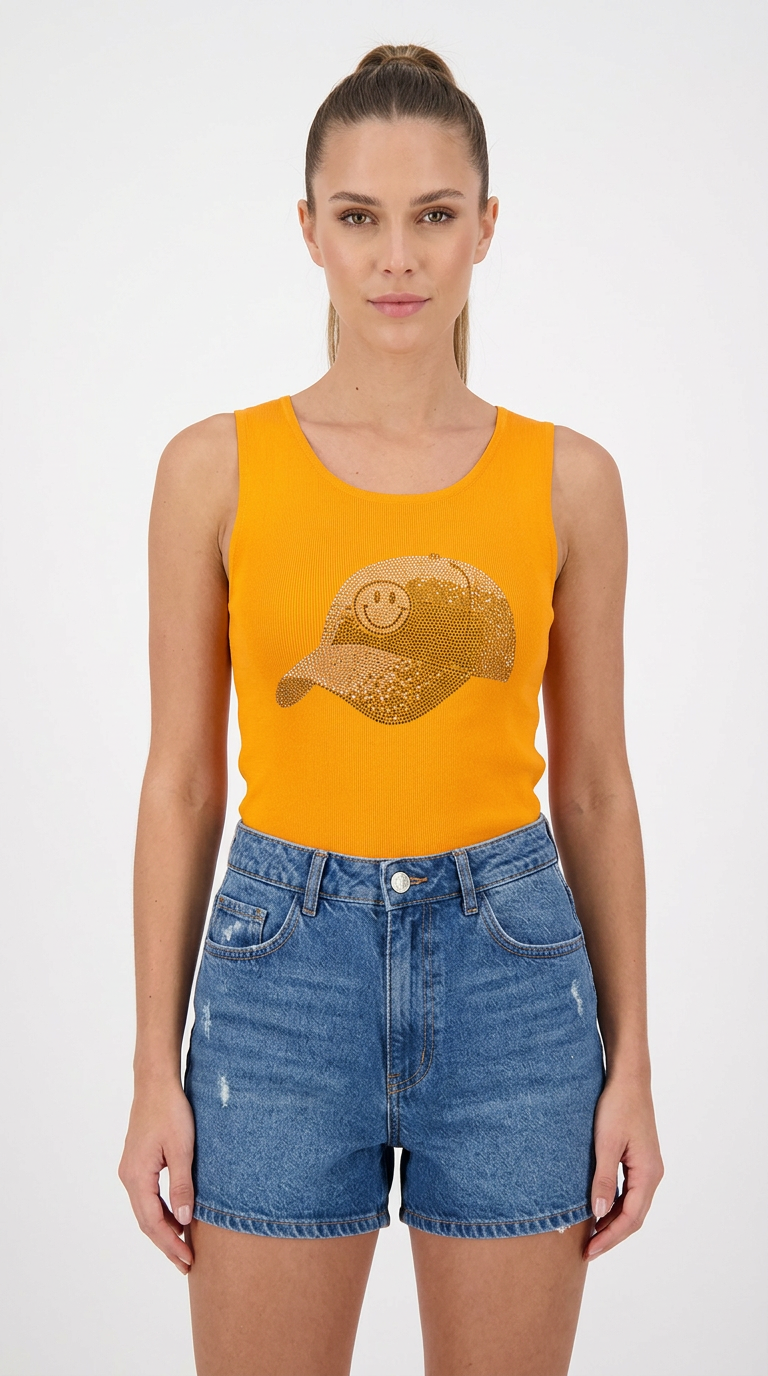 Orange Sequin Glam Tank top 