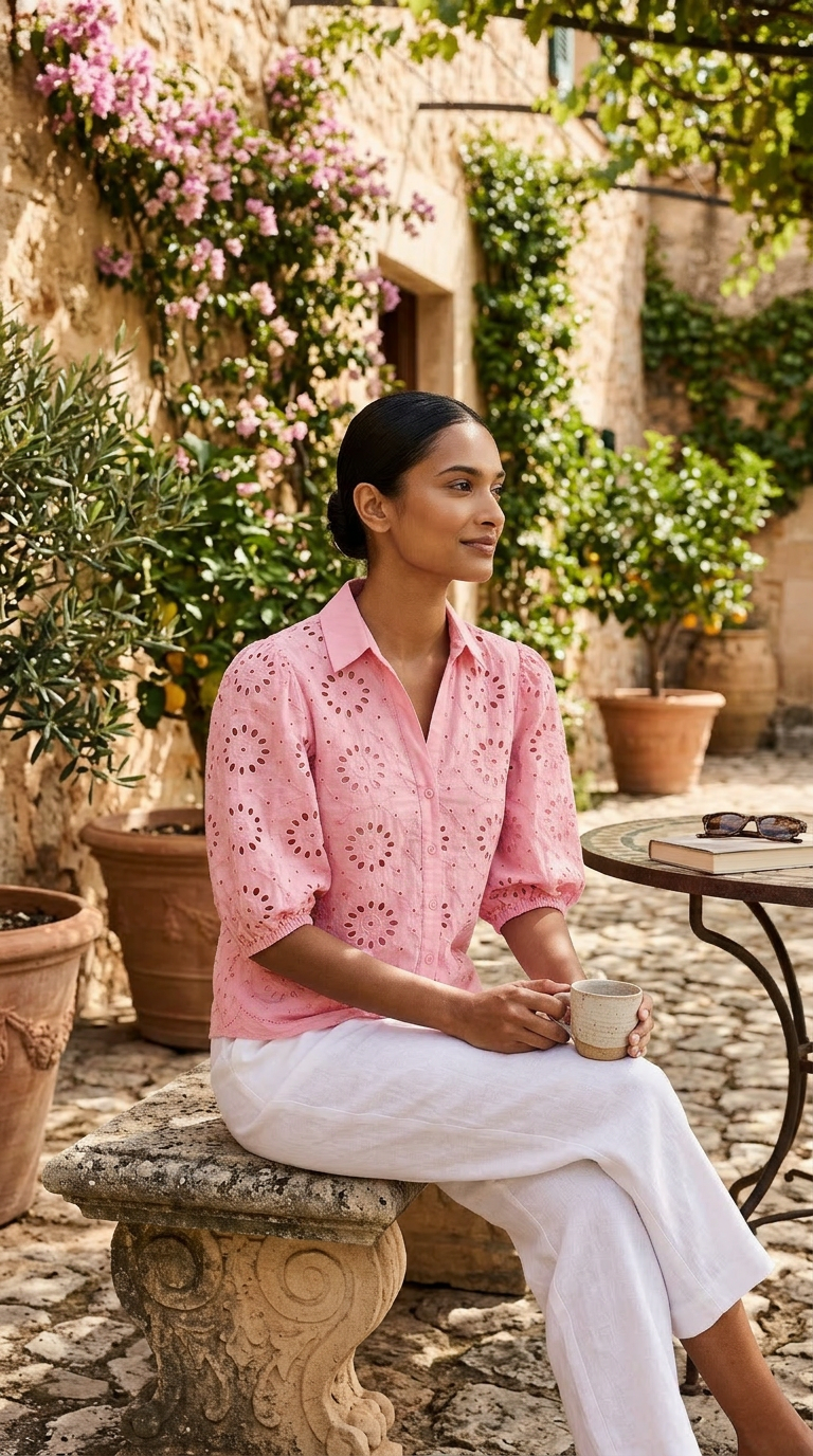 Summer Short sleeves Pink blouse Shirt