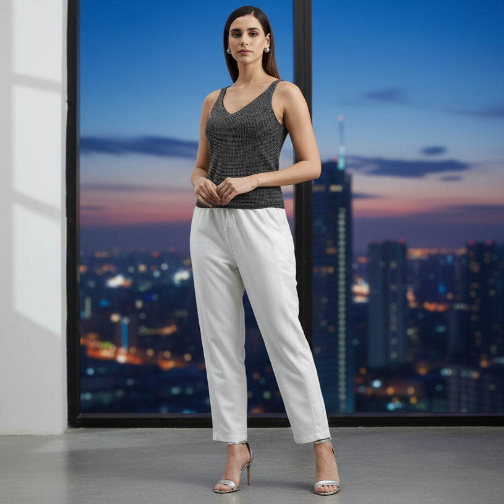 Women's elegant Sparkly sequin Embellished sleeveless black top