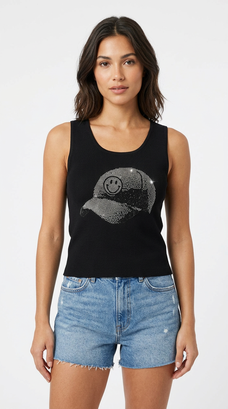 Black Sequin Glam Tank top 