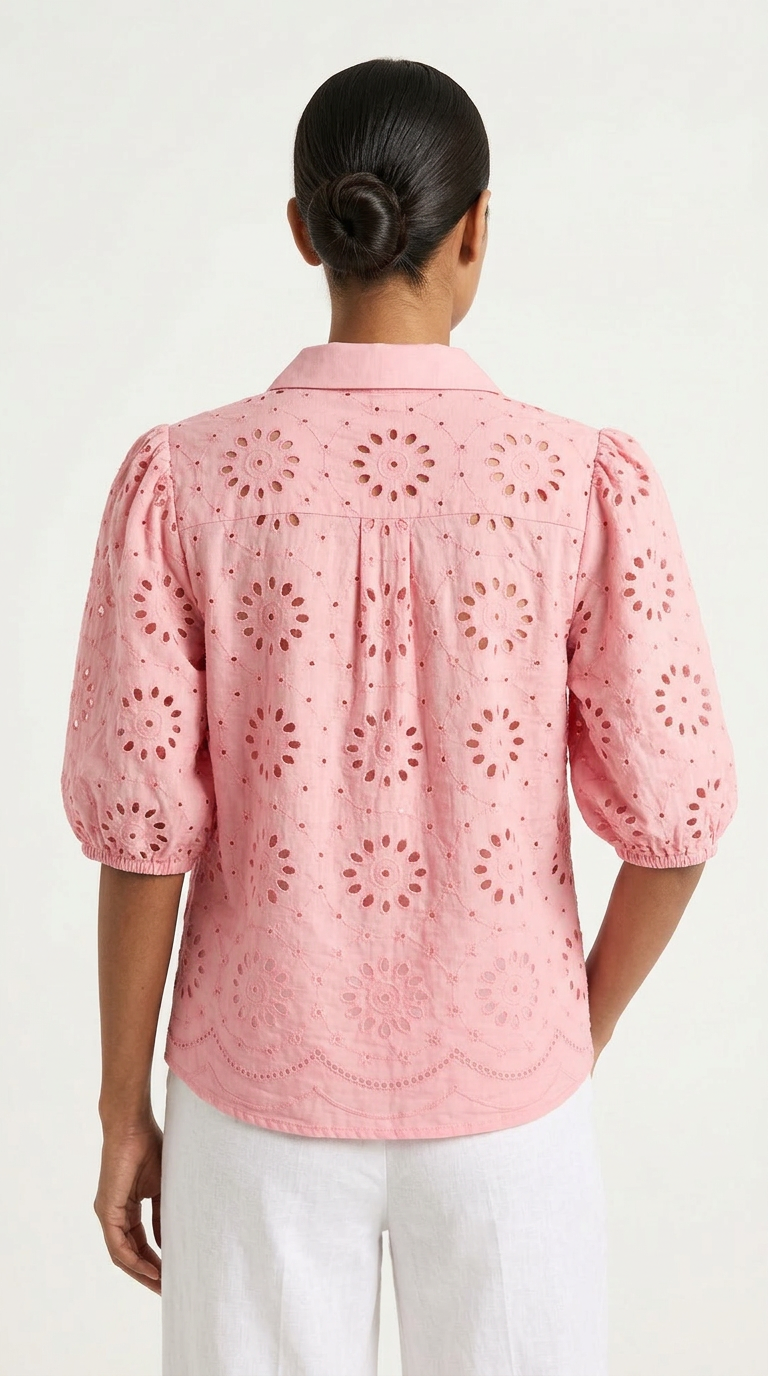 Summer Short sleeves Pink blouse Shirt