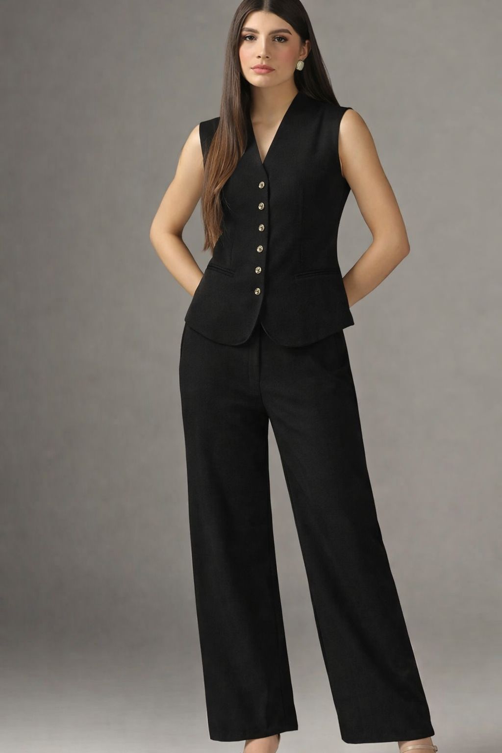 Black Linen Coord Set