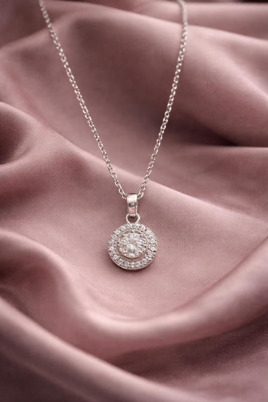Delicate Gleaming Round Silver Pendant Necklace