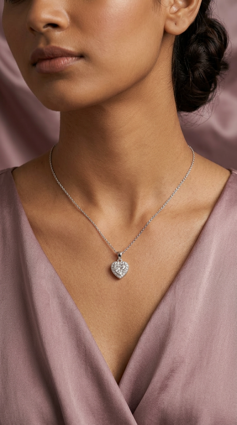Queen's Heart Spark Silver Pendant Necklace