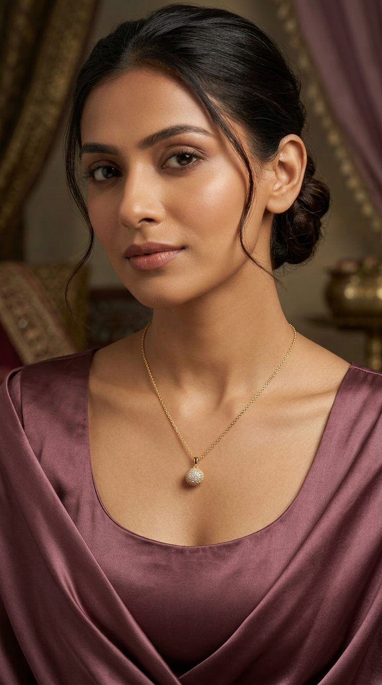 Glinting Round Diamond Gold Pendant Necklace
