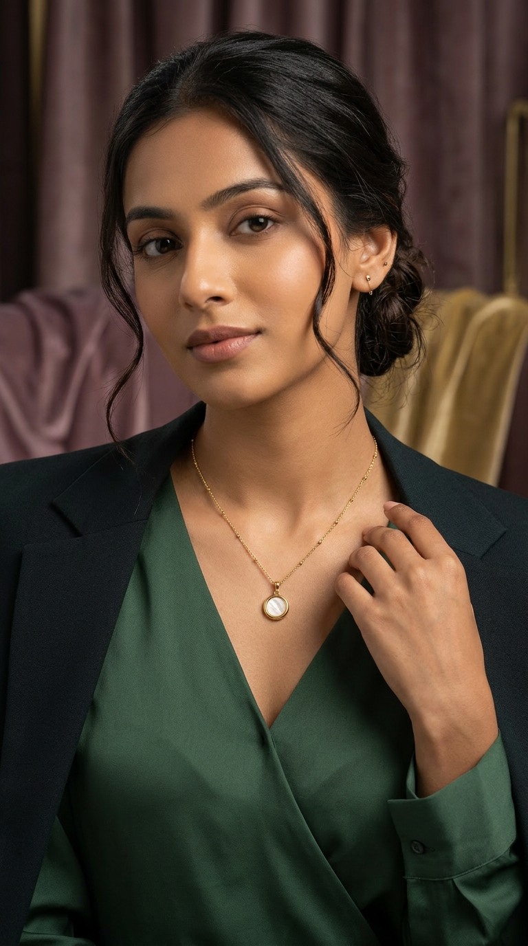 White Dainty Gold Pendant Necklace