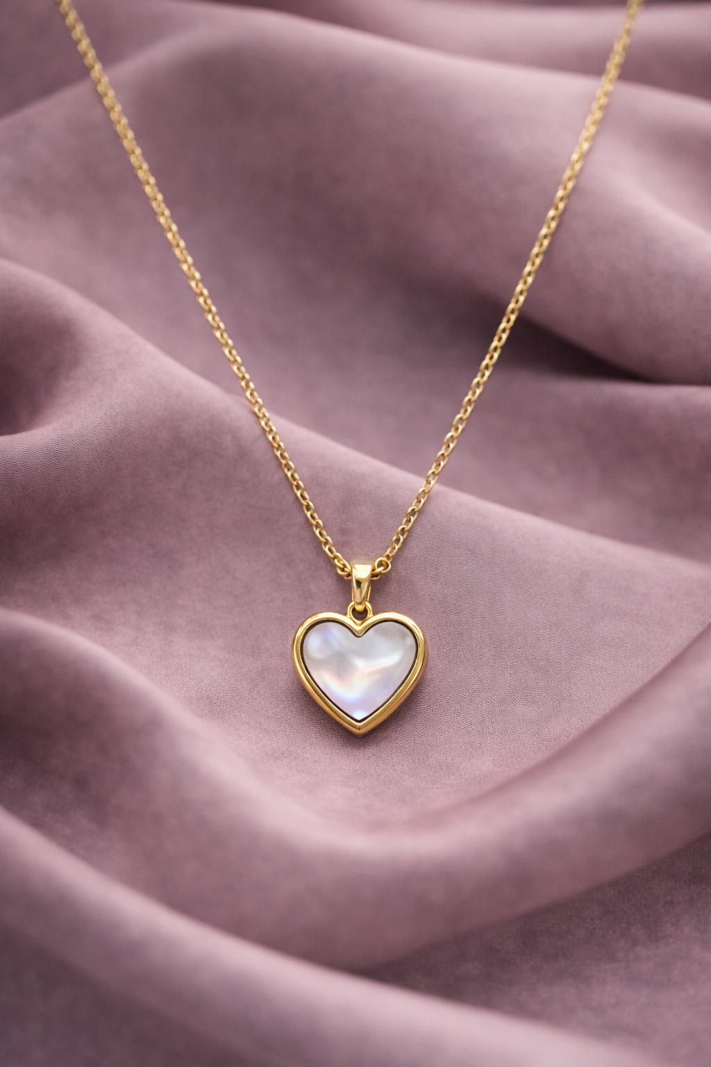 Gold Heart-shaped White Dainty Pendant Necklace