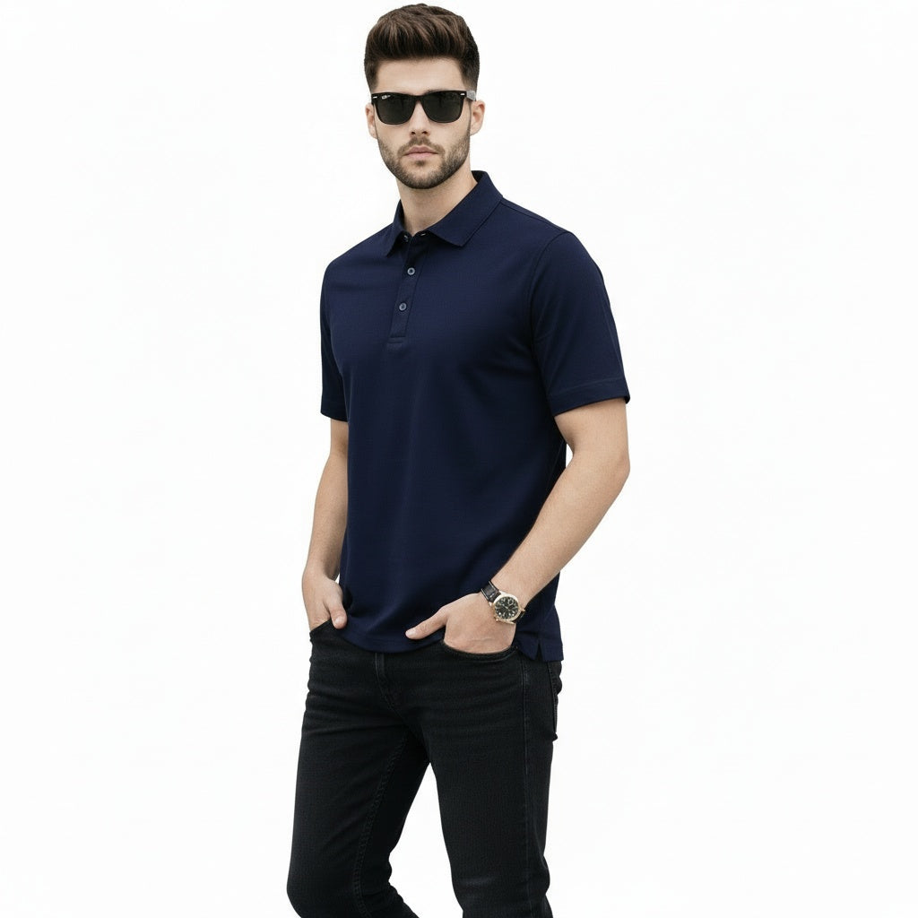 Men's Casual short sleeves Blue Polo shirt