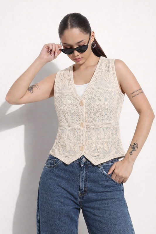 Women's Crochet self design Jacket