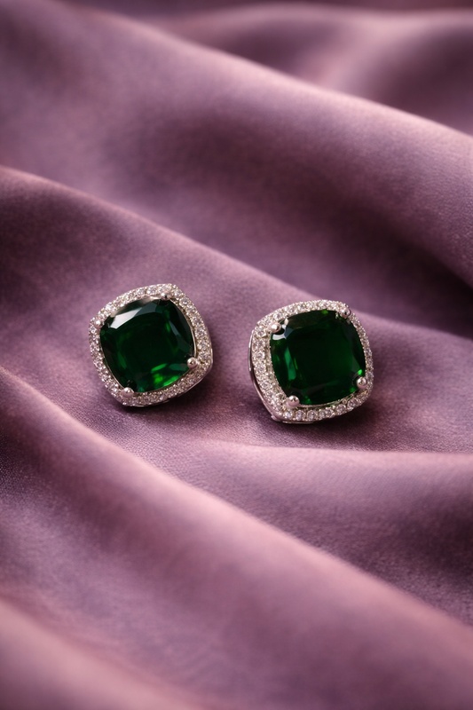 Elegant Emerald Diamond Earrings