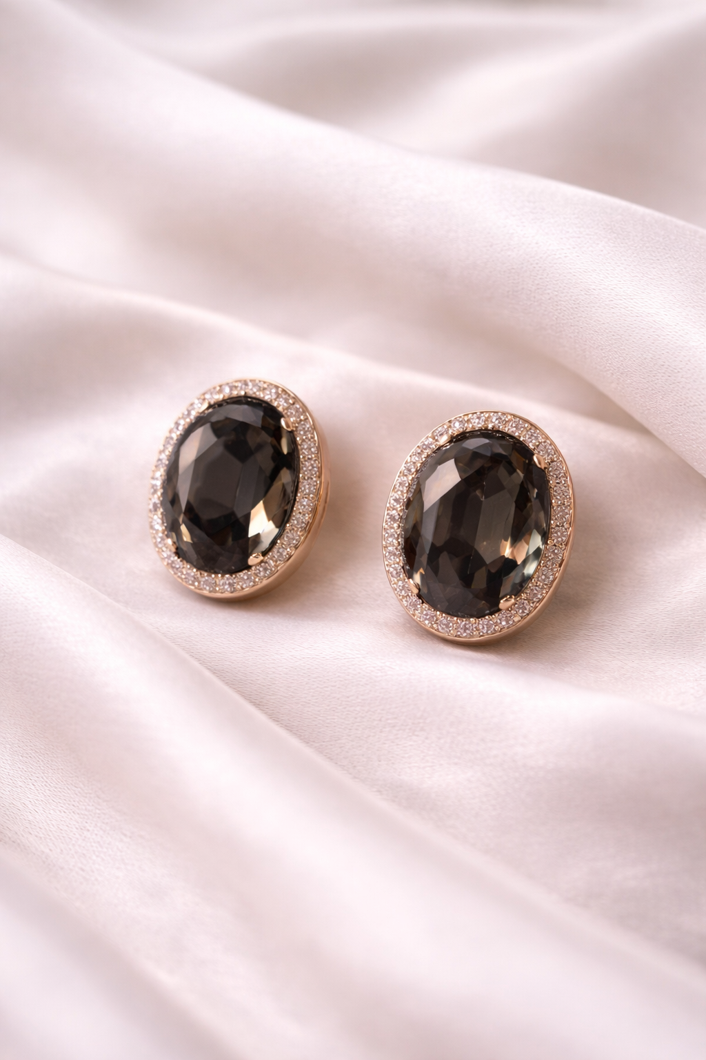 Elegant Smoky Quartz Stud Earring