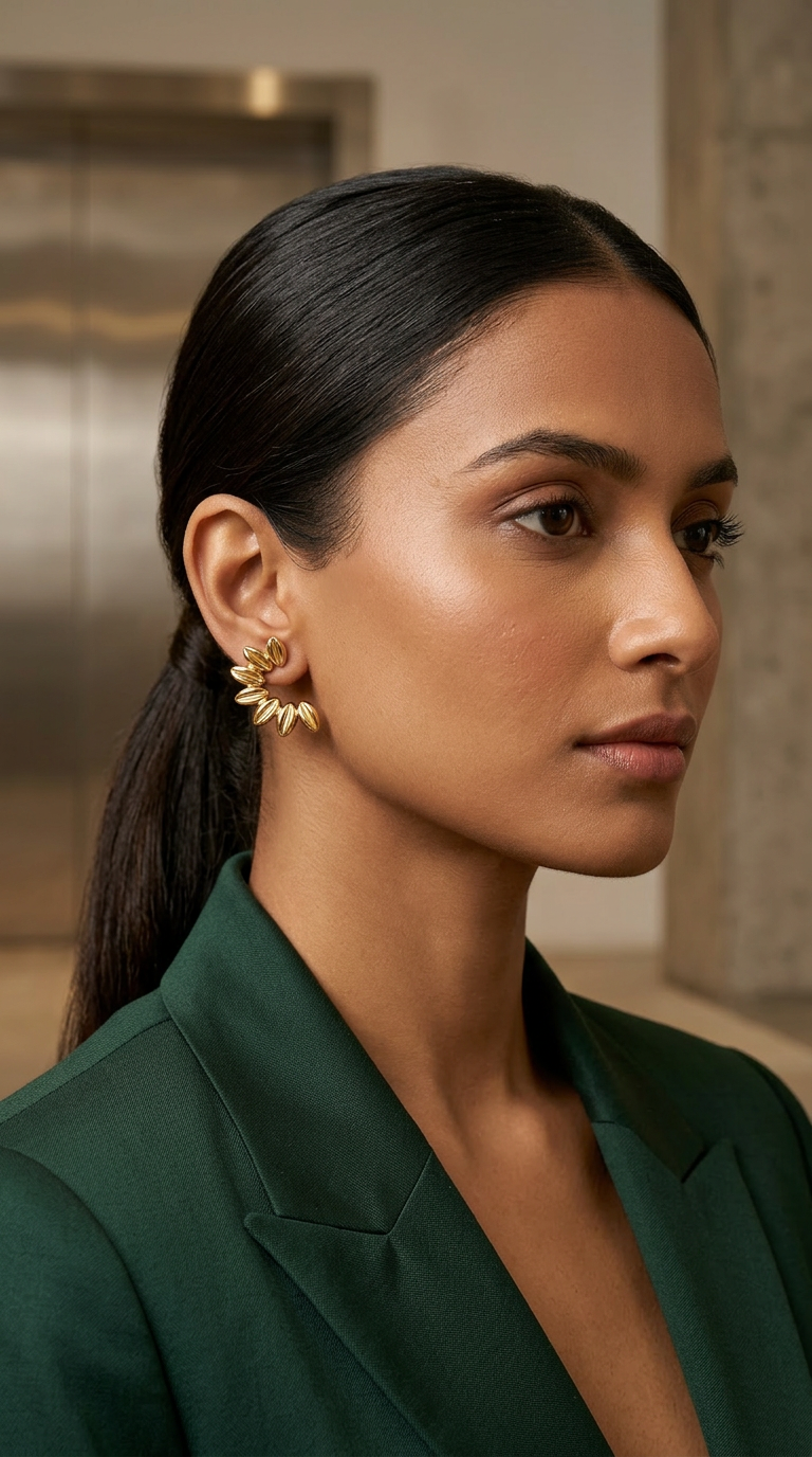 Golden Leaf Elegance Earring