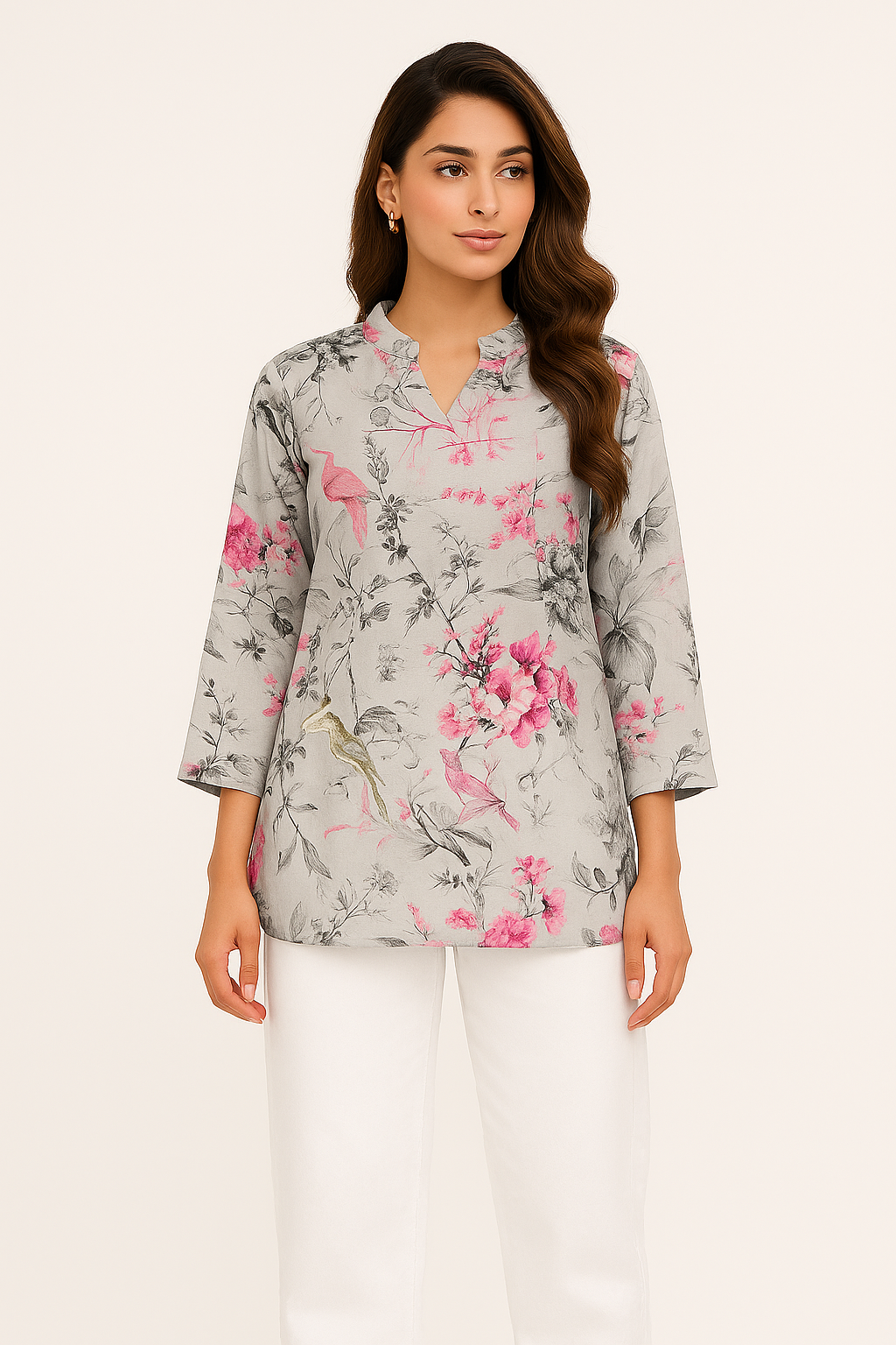 Grey Multicolor Tunic Kurti