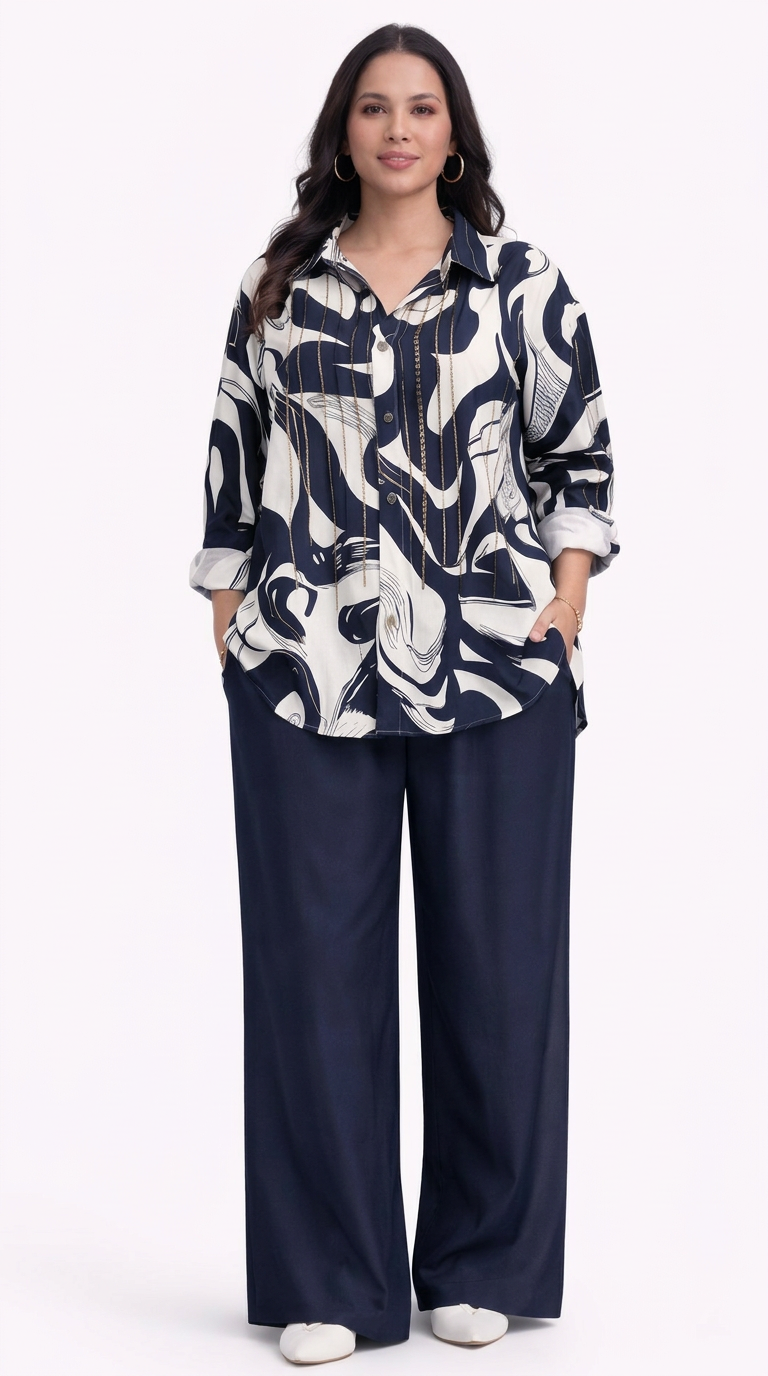 Imported Cotton Navy Blue  Cord set