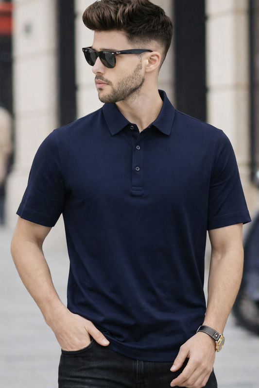Men's Casual short sleeves Blue Polo shirt