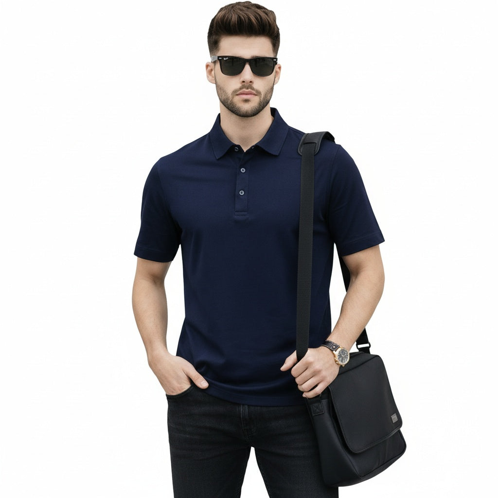 Men's Casual short sleeves Blue Polo shirt