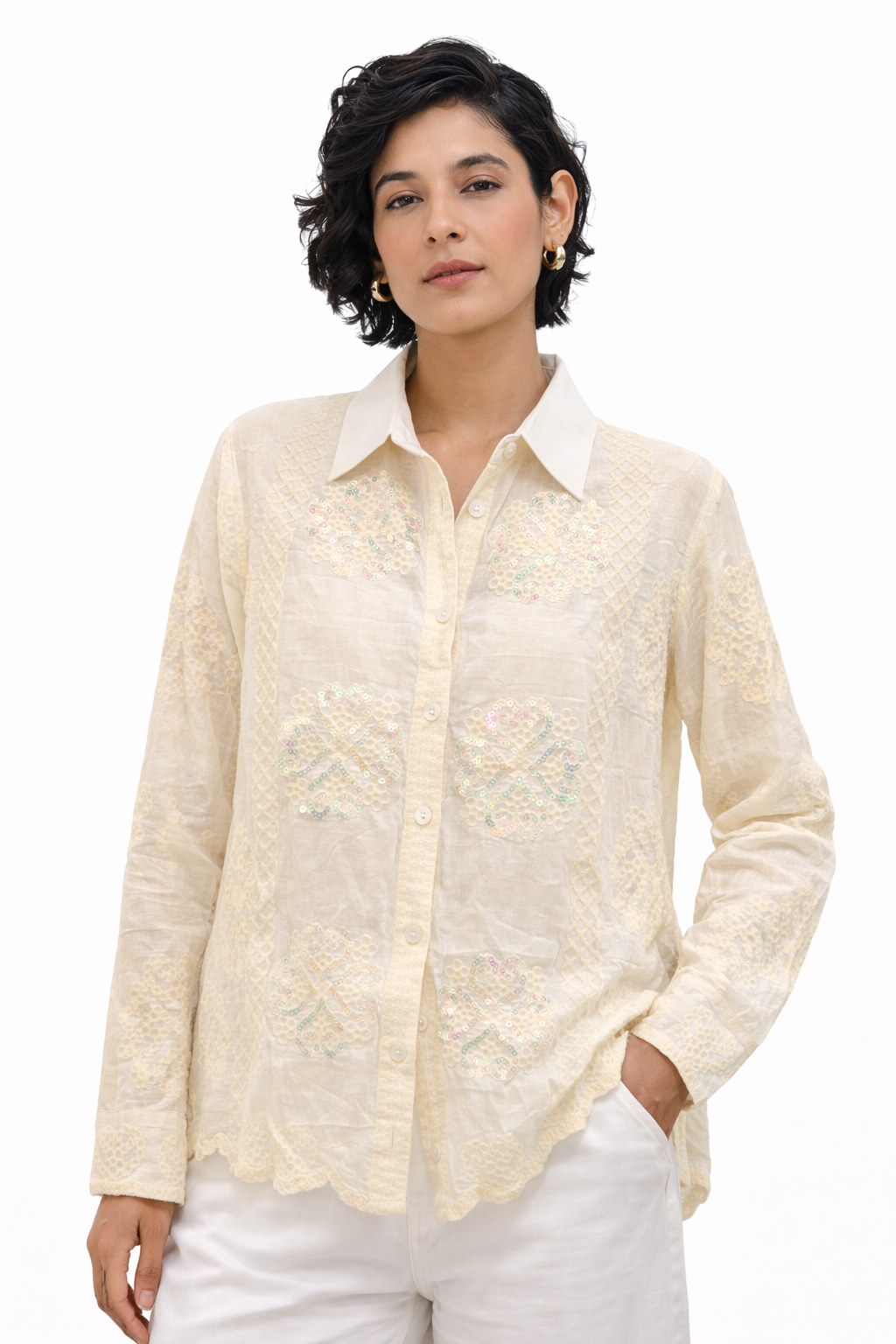 Cotton Embroidered Soft linen Shirt
