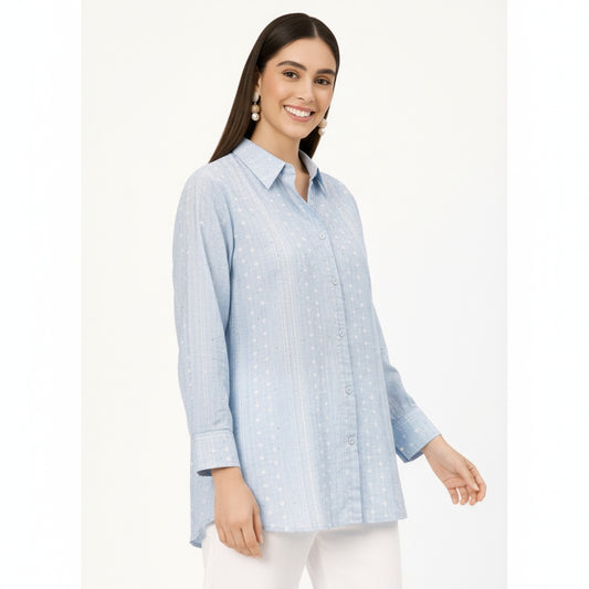 Sky blue sequence shirt