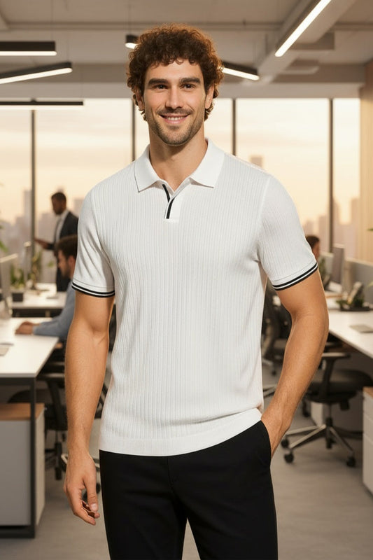 White_with_Black_border_Polo_Shirt