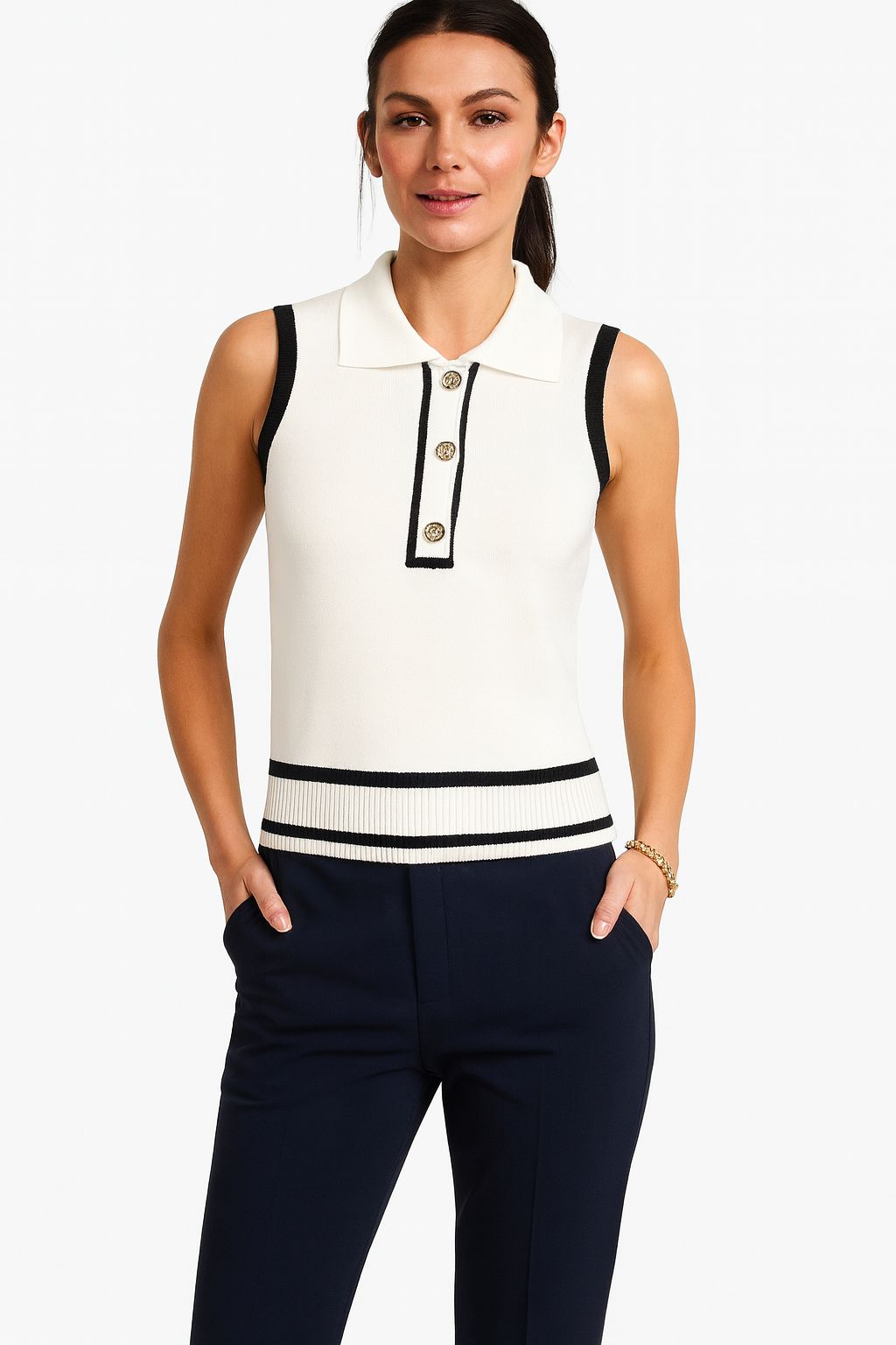 White- with- Black stripe Polo Shirt