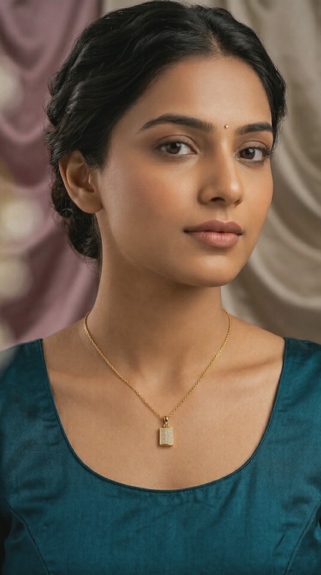 Gleaming Diamond Gold Pendant Necklace