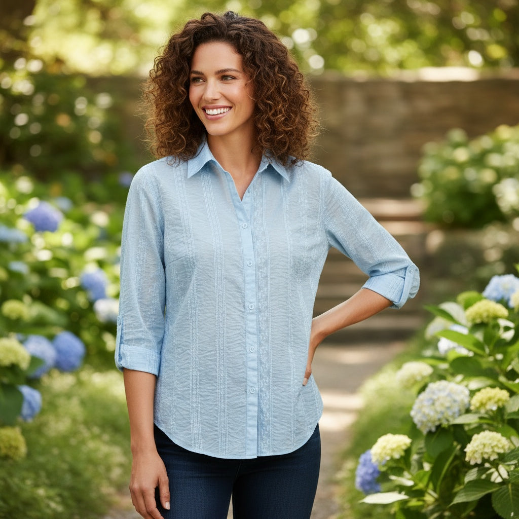 Soft Cotton sky blue women's Shirt