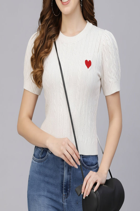 white short sleeves  woolen T-shirt