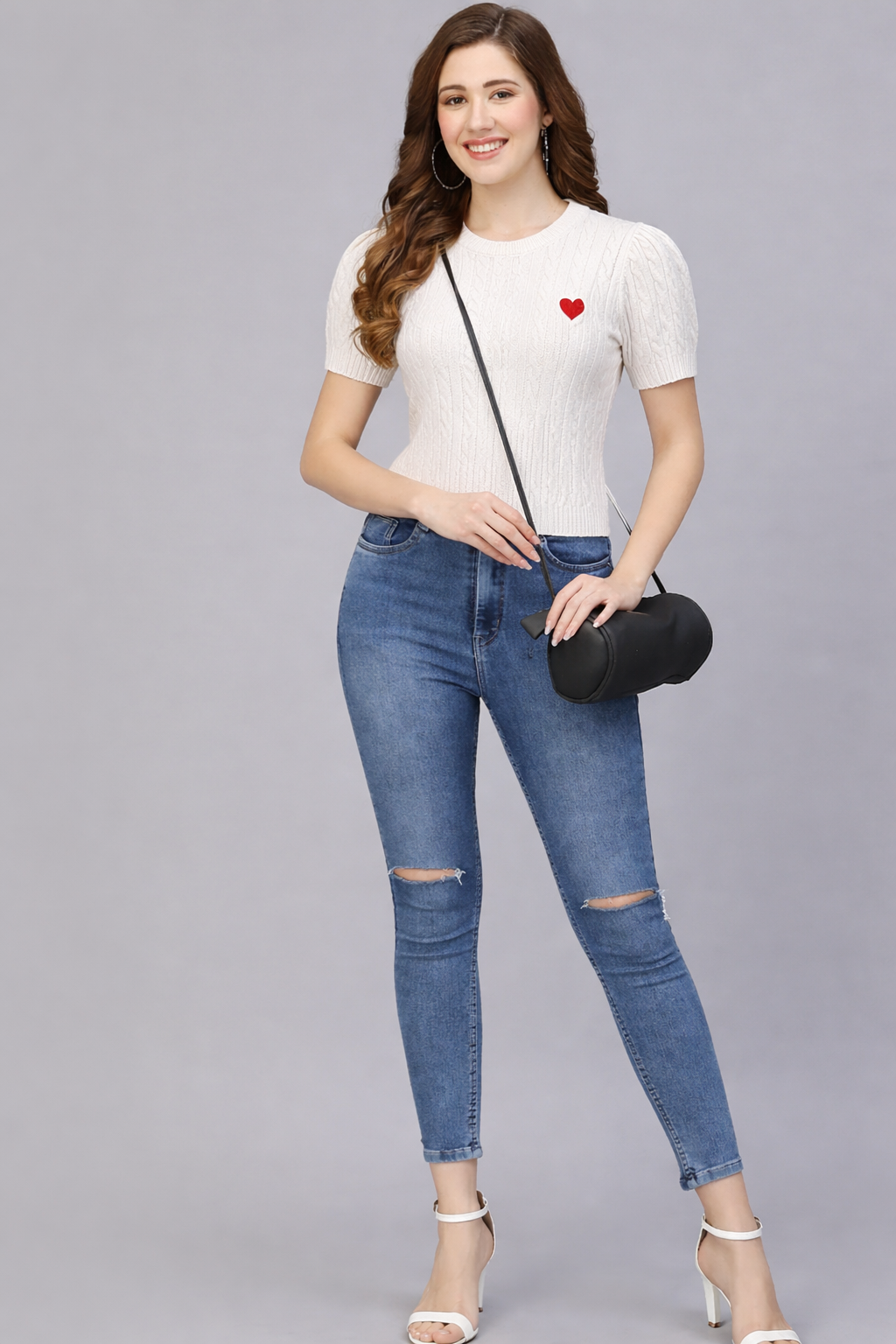 white short sleeves  woolen T-shirt